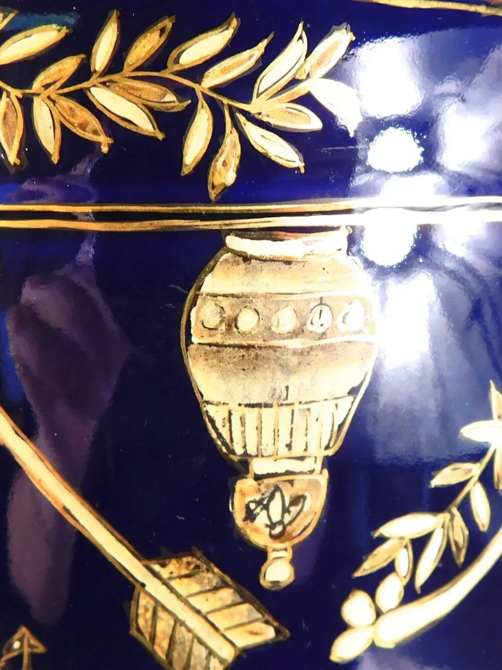 Big Blue Jar, Vase, or Urn with Angels # 27259